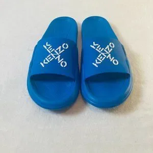 Kenzo | Shoes | Kenzo Mens Logo Slide Sandals In Cyan Blue  display picture 1